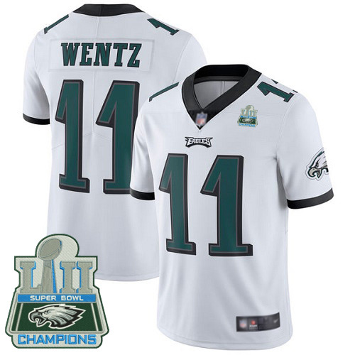 Men Philadelphia Eagles #11 Carson Wentz White Vapor Untouchable NFL Jersey Limited Player Super Bowl LII1